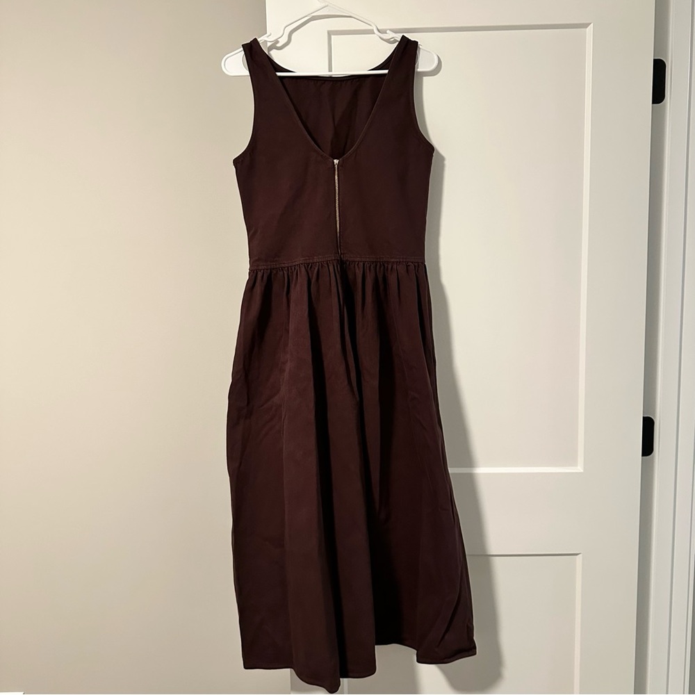 WAYF Amelia Denim Midi Dress Brown Women’s Medium 🤎 - Picture 6 of 11